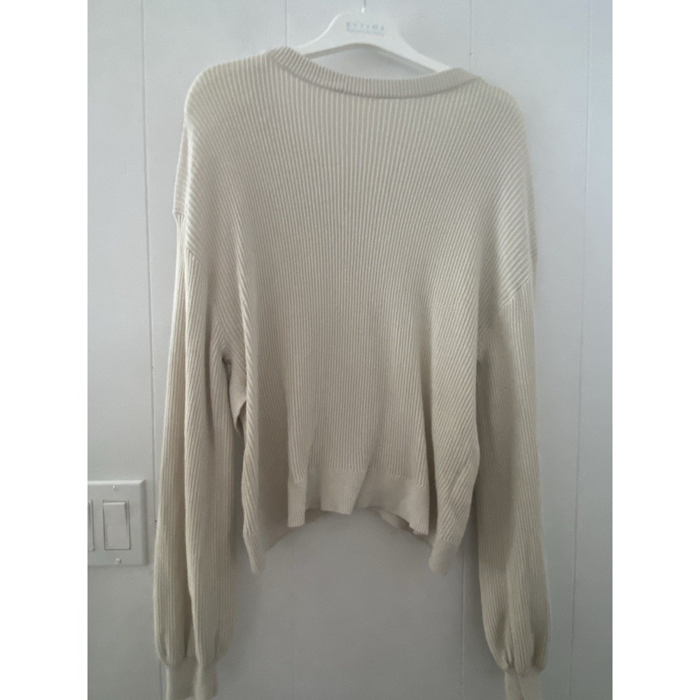 Lululemon Women's Reversible Crossover Sweater Cream Ivory Sz M Knit Boxy Comfy